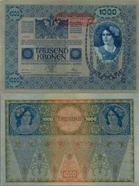 *1000 Kronen RAKÚSKO 1919, razítko P60 VF - Kliknutím na obrázok zatvorte -